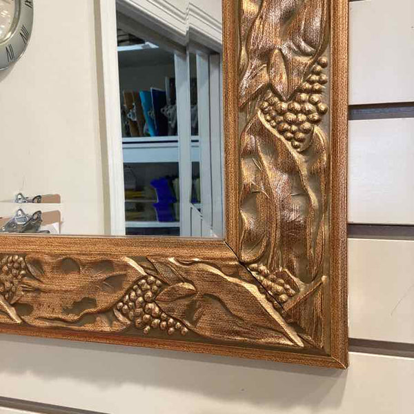 Gold Framed Leaf Engraved Mirror