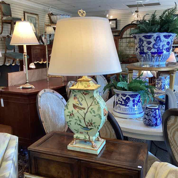 Wood Painted Bird Lamp