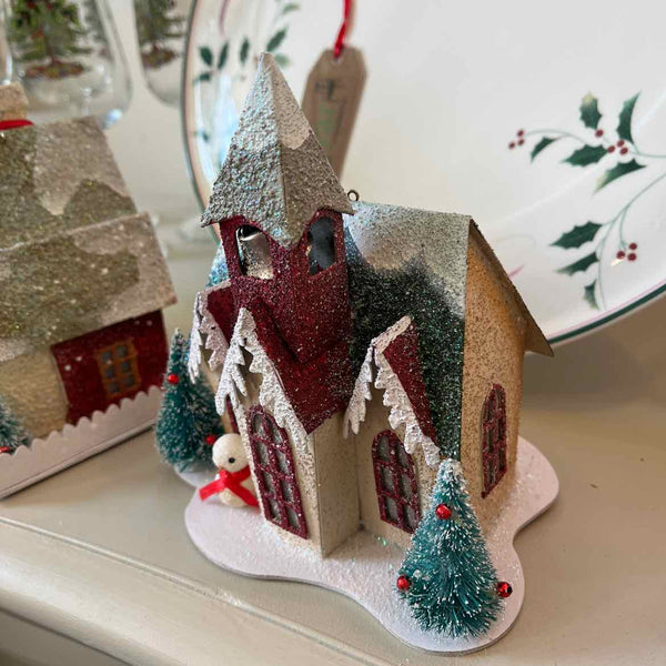 Lighted Putz House w/Snowman