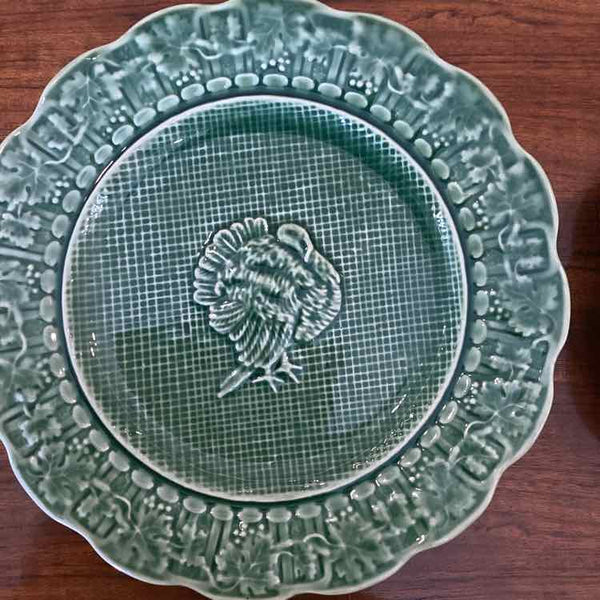 Bordallo Pinneiro Green Salad Plates w Turkey Detail