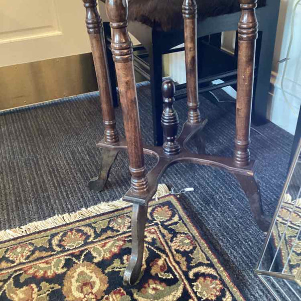 Brown Marble Top Wooden Spindle Table