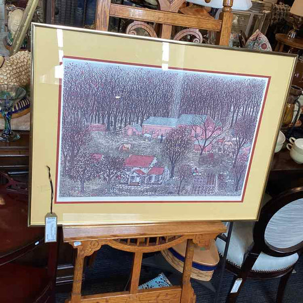Cuca Romley "The Stables" Handcolored  Etching