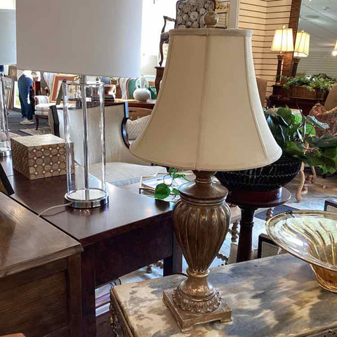 Wood/Resin Lamp with Round Shade