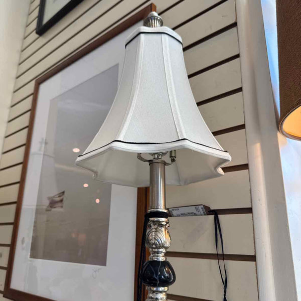 Pair Buffet Lamps - Silver & Black