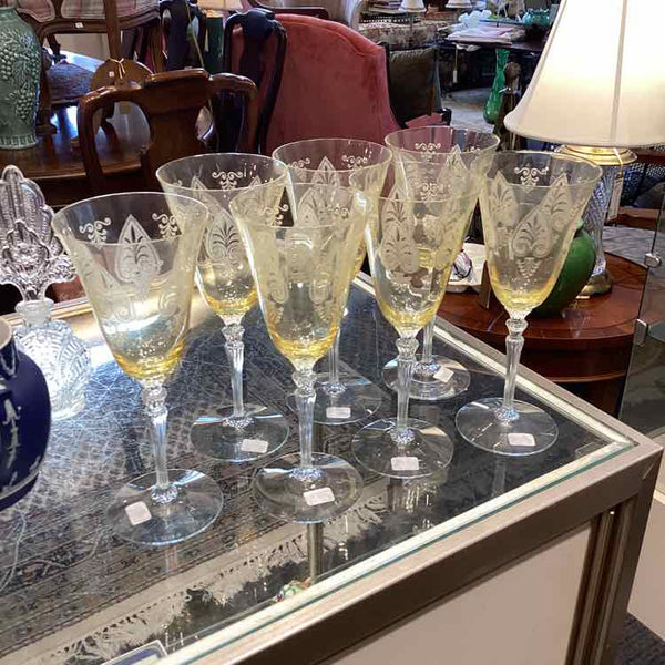 Seven Fostoria Water Goblets