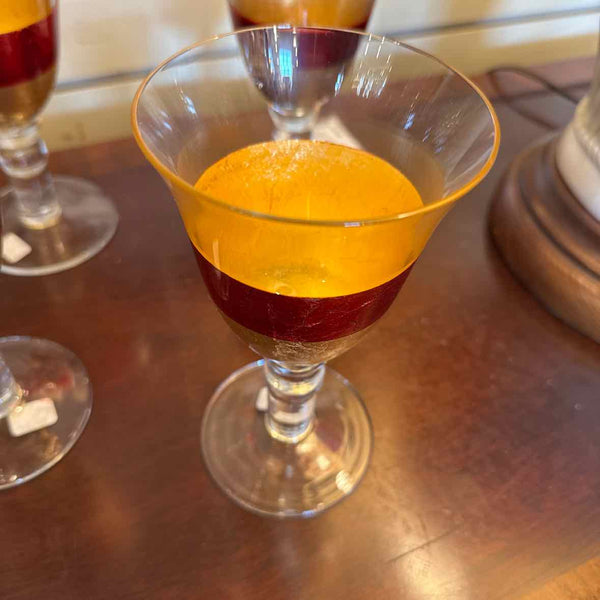 Set of 6 Vietri Gold & Red Goblets