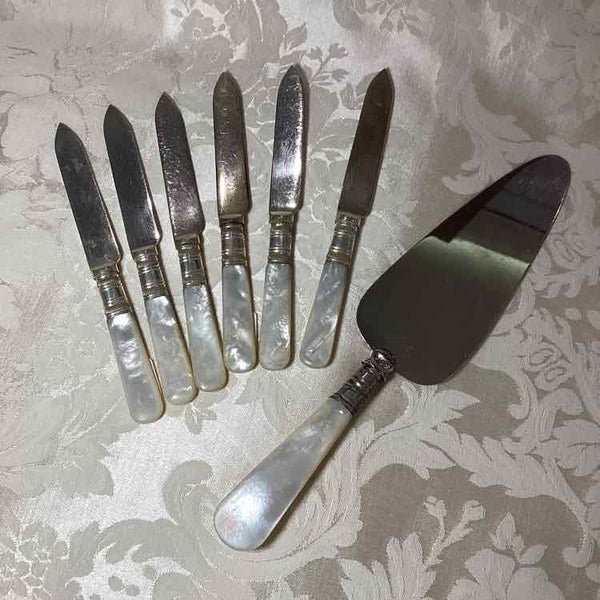 7 Piece Cake Server And Fruit Knives With Pearl Handles