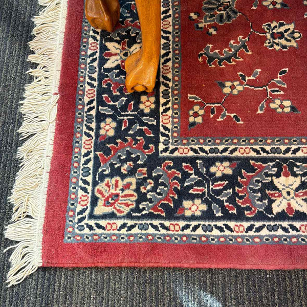 Blue/Red Leaf & Floral Print Rug