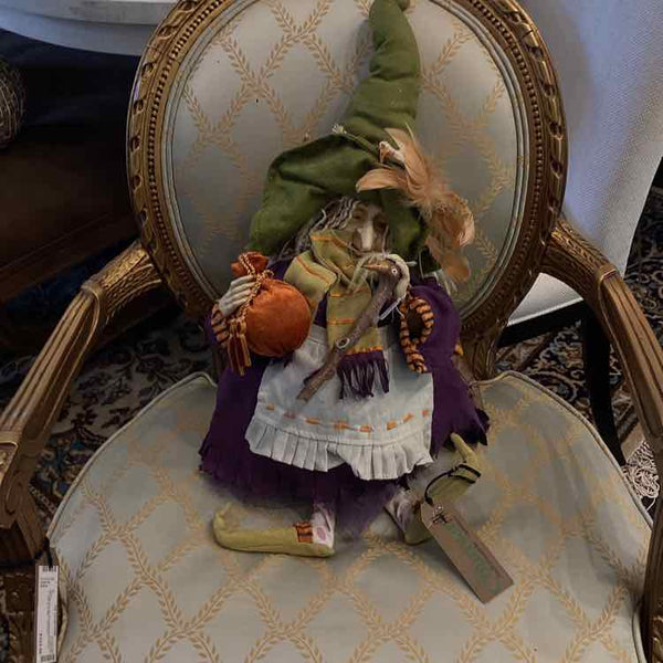 "As Is" Cloth Witch With Baby Dragon And Birds