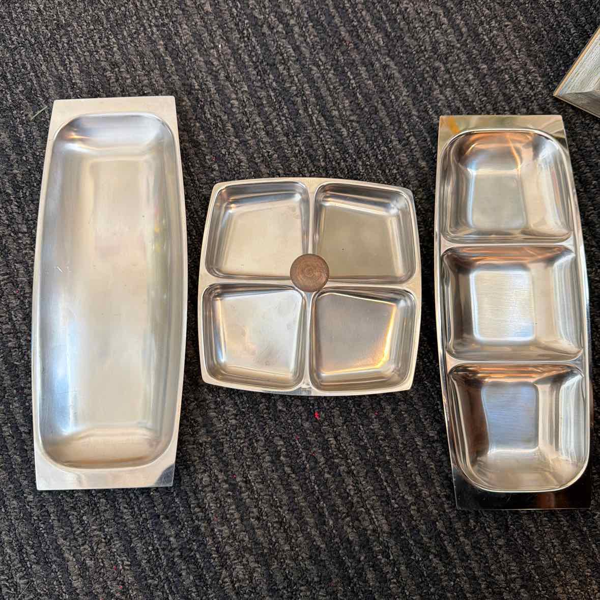 Three Stainless Steel Serving Pieces