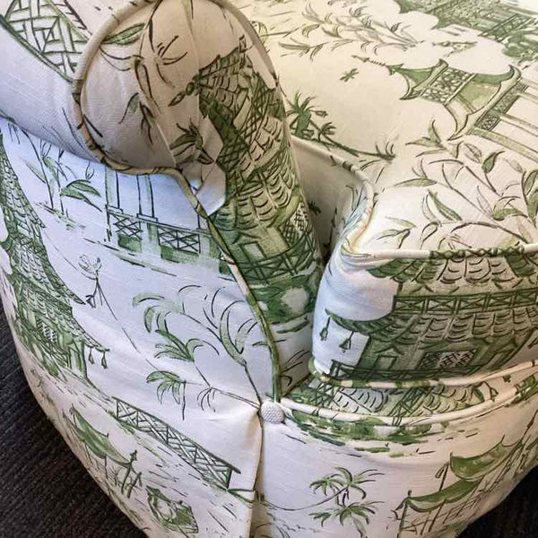 Century Green And White Pagoda Arm Chair