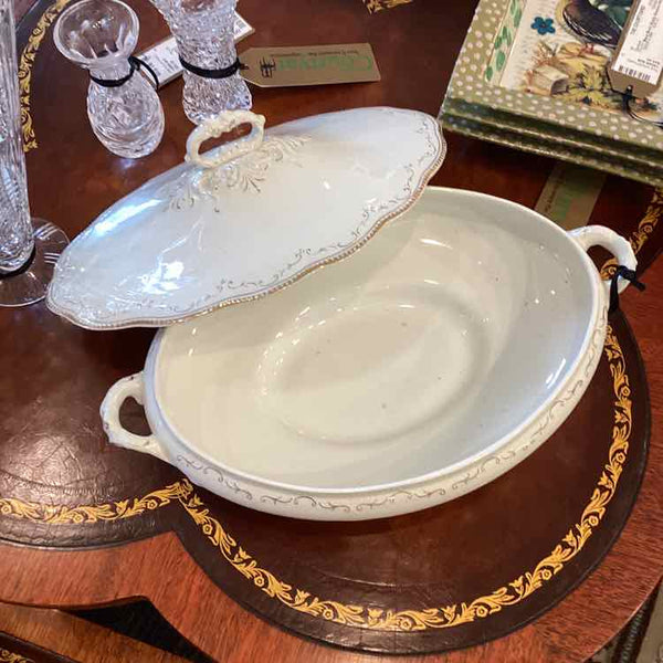 Ivory Antique Covered Serving Dish