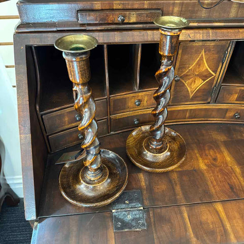 Pair Wood Twist Candlesticks