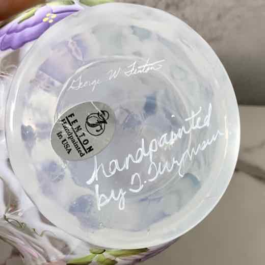 Fenton Opalescent Hand Painted Basket