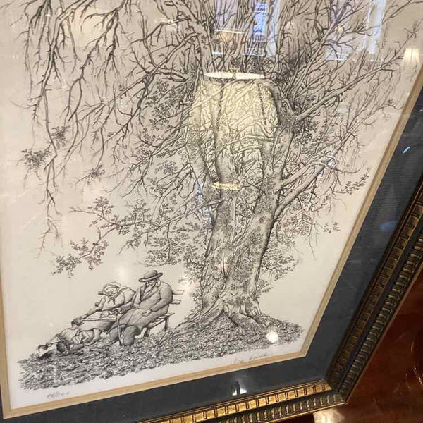 Lithograph Of Couple Under Tree