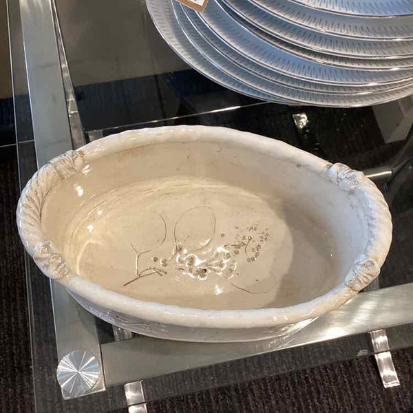 Ceramic Oval Baker With Floral Imprints