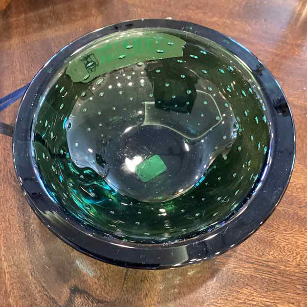 Murano Green Bubble Glass Bowl