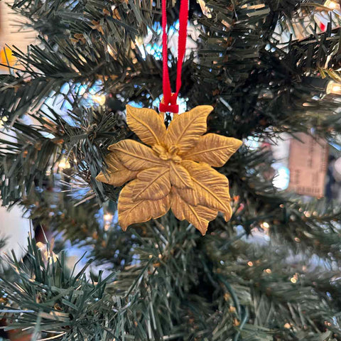 Gold Plated Poinsettia Ornament