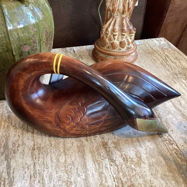 Wooden Swan With Brass Face