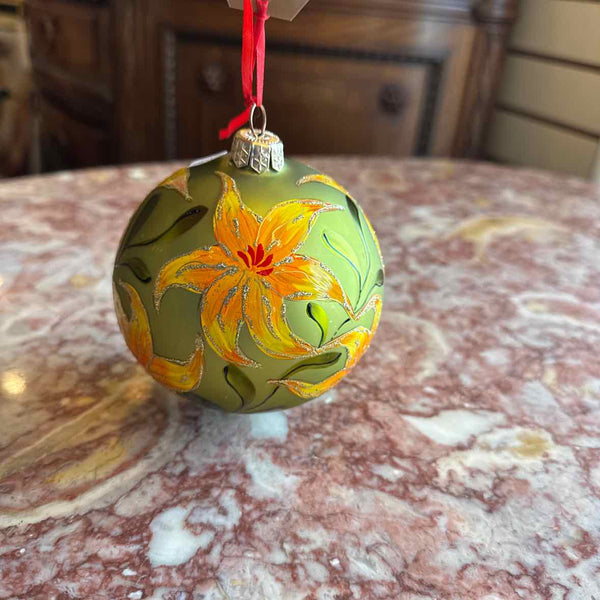 Hand Painted Green, Yellow, Orange Ornament