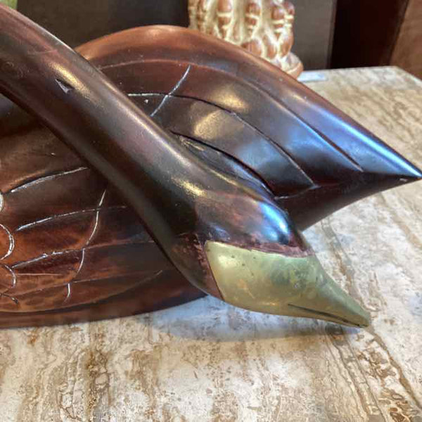 Wooden Swan With Brass Face