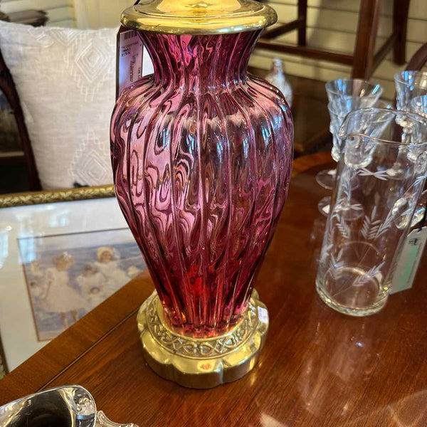 Pair of Cranberry Lamps
