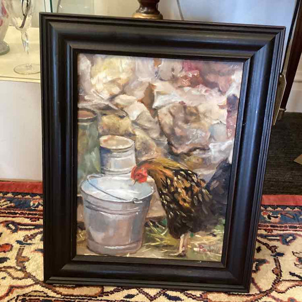 "Curiosity" Rooster Oil Painting