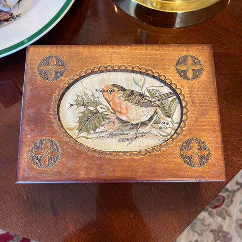 Hand Carved Box w Bird Insert