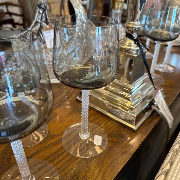 12 Fostoria Precedence Gray Smoke Wine Glasses
