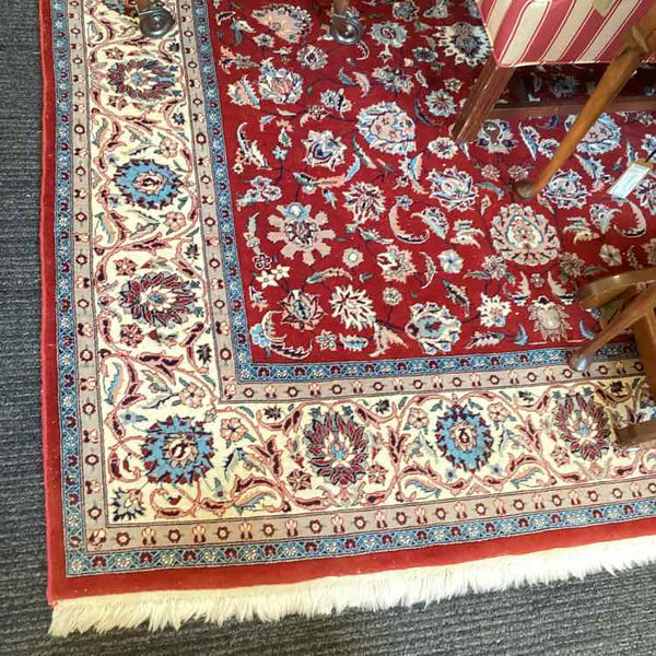 Red, Cream, Light Blue Oriental Rug