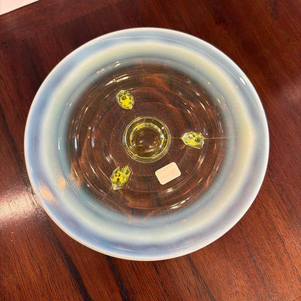 Vintage Uranium Glass Footed Plate
