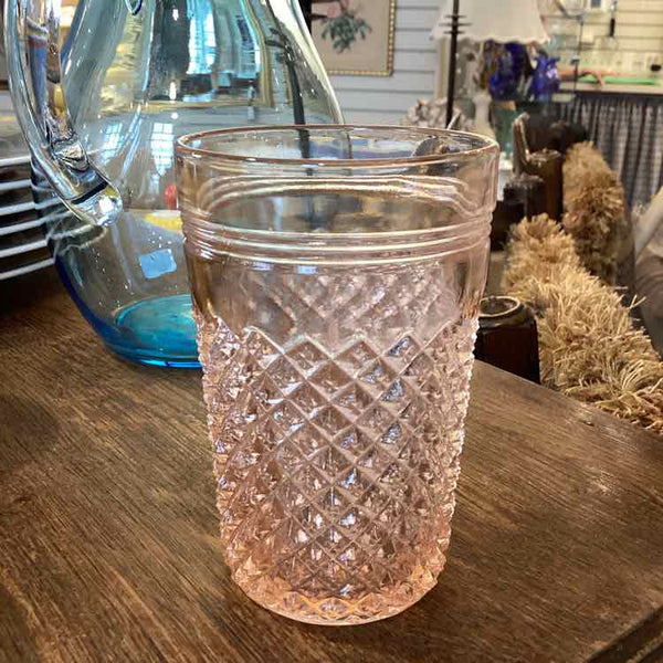 Miss America  Glass Pitcher w/ 6 Glasses (Pink)