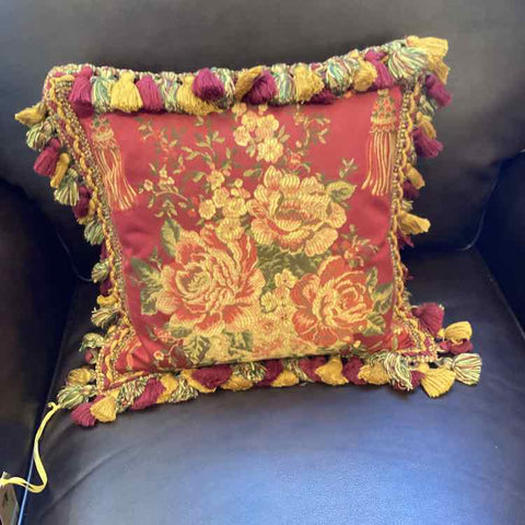 Cranberry Pillow With Tassels