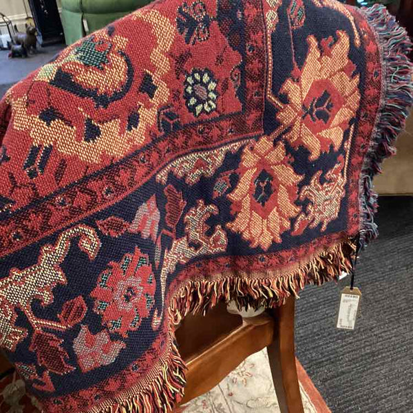 Williamsburg Navy & Red Throw