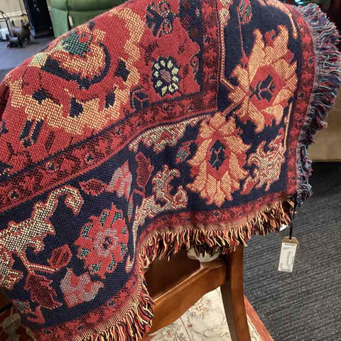 Williamsburg Navy & Red Throw