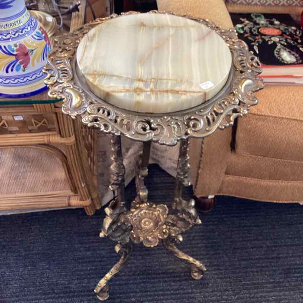 Brass & Onyx Plant Stand