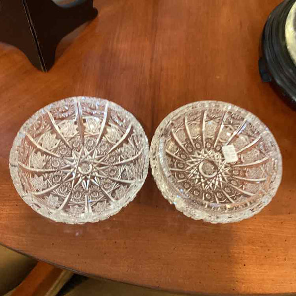 Handcut Crystal Round Trinket Dish with Lid