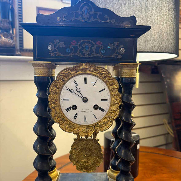 Antique Napoleon Wood Column Clock