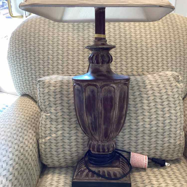 Wood/Resin Lamp with Square Shade