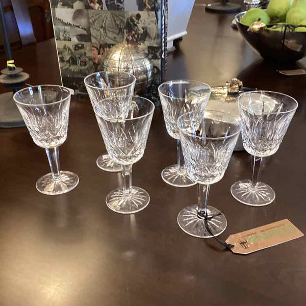 Six Waterford Lismore Claret Wine Glasses