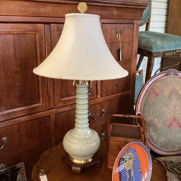 Sea Green Lamp w/Cream Shade
