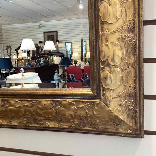 Beveled Gingo Leaf Gold Framed Mirror