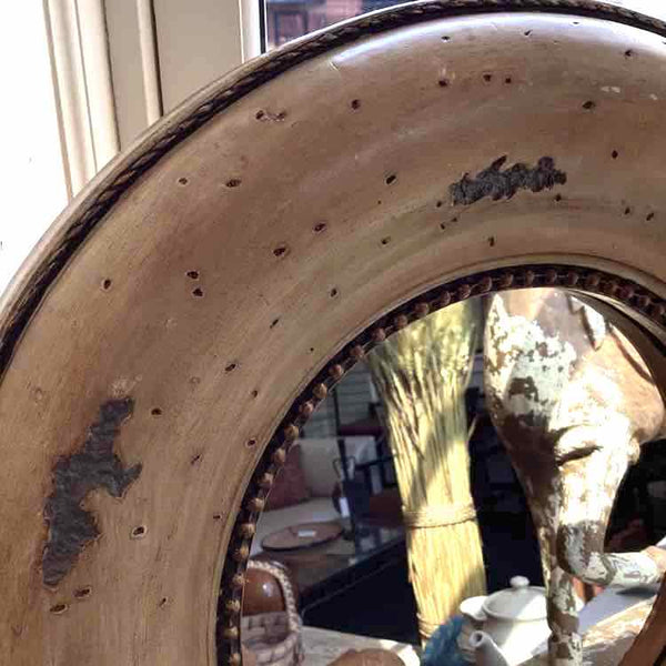 Heavy Round Wood Mirror