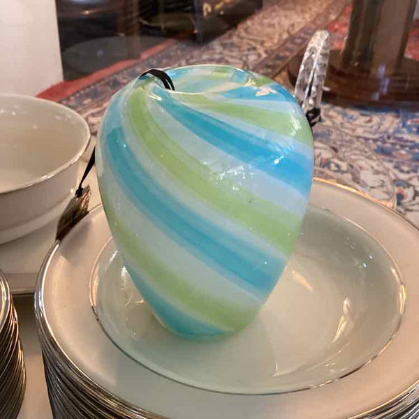 Aqua And Green Glass Vase