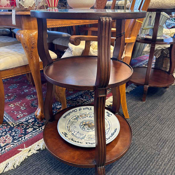Round 3 Tier Hickory Chair Side Table