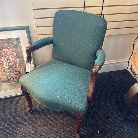 Green Sidearm Queen Ann Chair