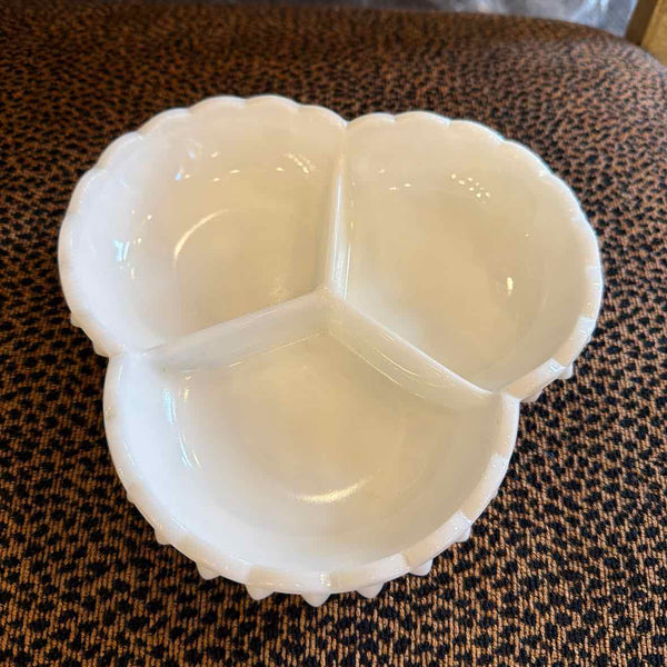 Fenton Hobnail Milk Glass 3 Section Dish
