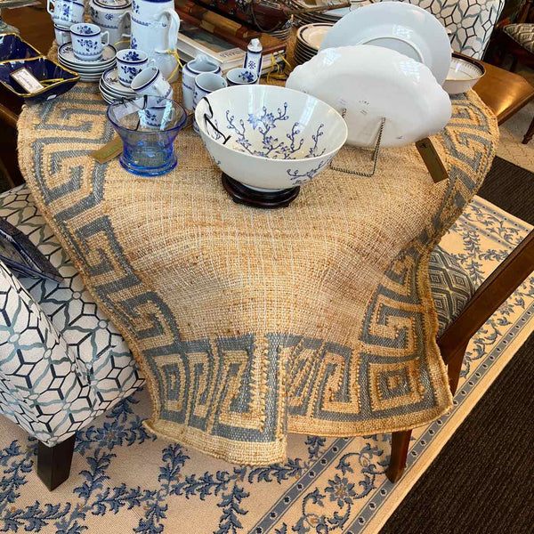 Jute And Wool Tan And Blue Rug