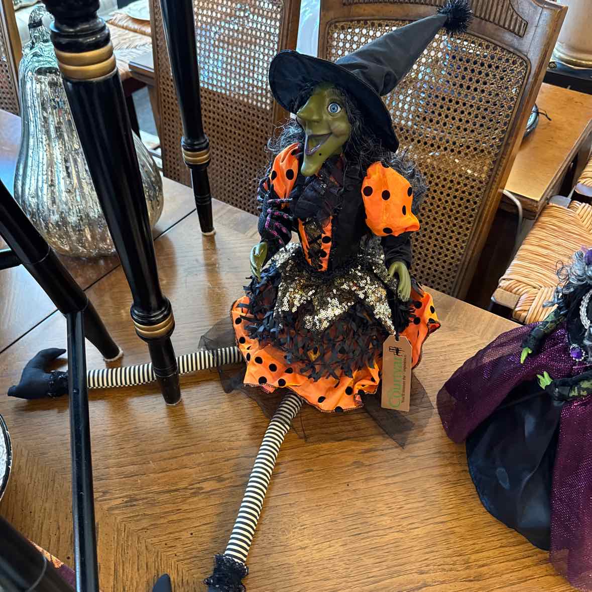 Large Green Witch with Spider