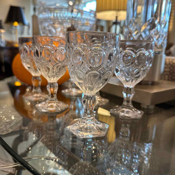 Set of 6 Fostoria "Moonstone" Crystal Wine Glasses
